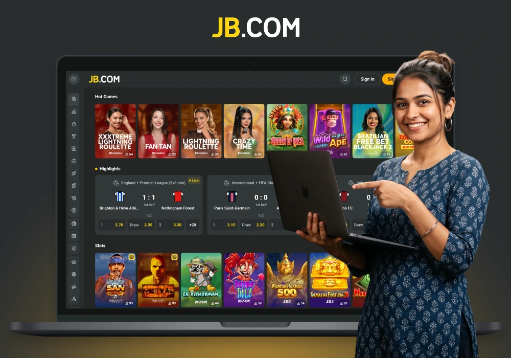 JB Casino India game lobby and live casino overview